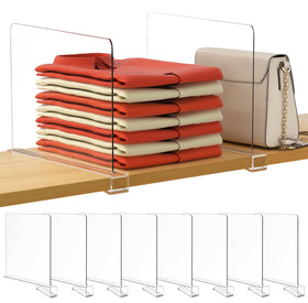 HBlife clear shelf divider neatly separates purses on a 12-inch shelf for easy access.