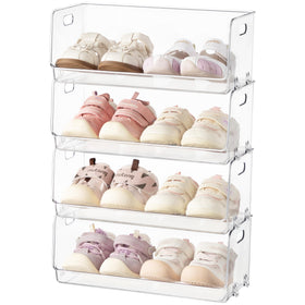 HBlife clear acrylic kids shoe rack four-tier setup for compact storage.