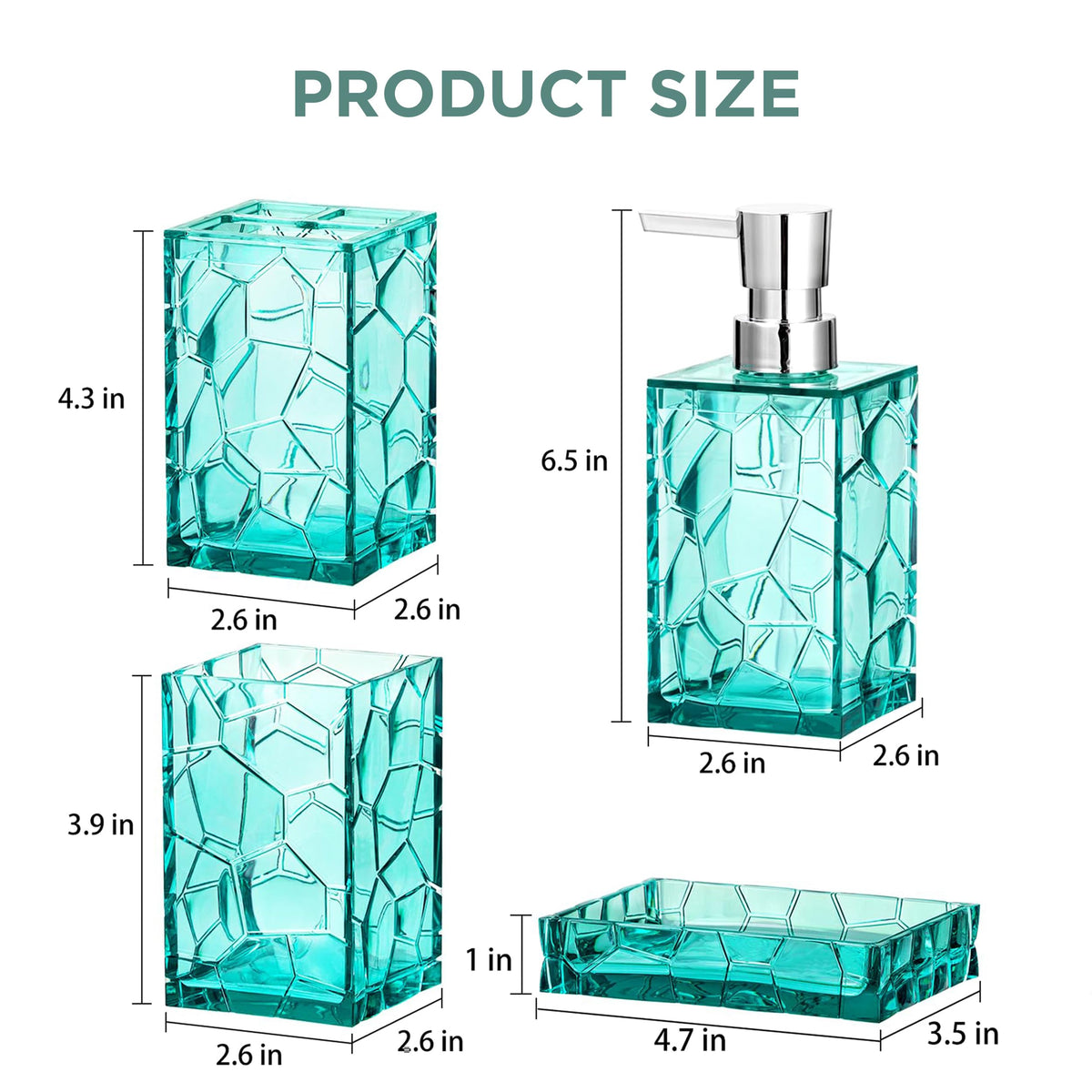 HBlife teal acrylic detail highlights high transparency and ice-crack beauty.