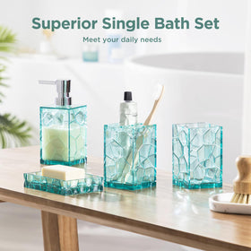 HBlife teal soap dispenser neatly stores body wash with easy-to-use pump.