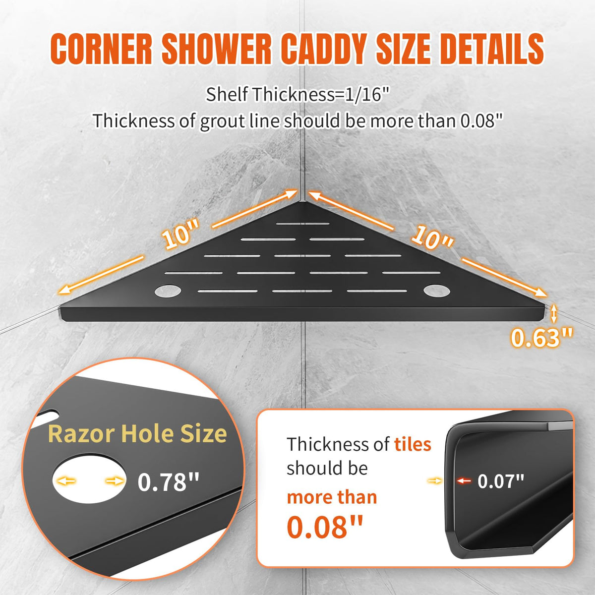 HBXS black finish corner shelf adds modern style to any bathroom