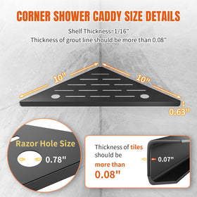 HBXS black finish corner shelf adds modern style to any bathroom