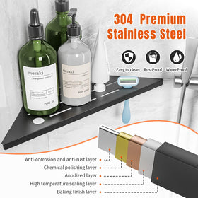 HBXS corner shower shelf grout-in design for seamless tile look