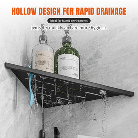 HBXS with drain slots maintains dry items after showers