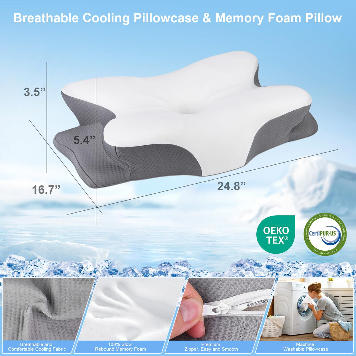 HBYGE pillow offers two heights for back, side, or stomach sleepers.