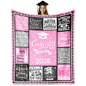 HCDER graduation blanket 60x50 spread on couch for cozy warmth.