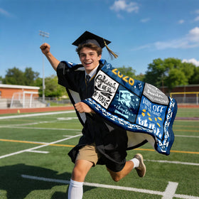 HCDER graduation blanket unfolded shows generous 60x50 inches of warmth.