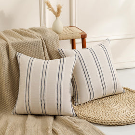 Hckot navy 24x24 pillow cover, double-sided stripes, refreshes sofas and chairs.