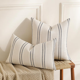Hckot set of 2 navy pillow covers for farmhouse-style decor.