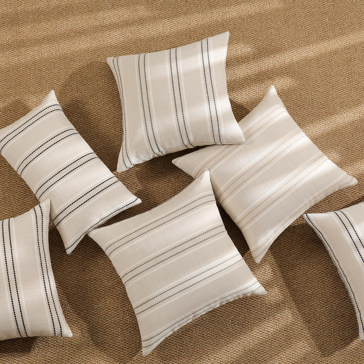 Hckot striped navy linen pillow cover enhances cottage or coastal decor themes.