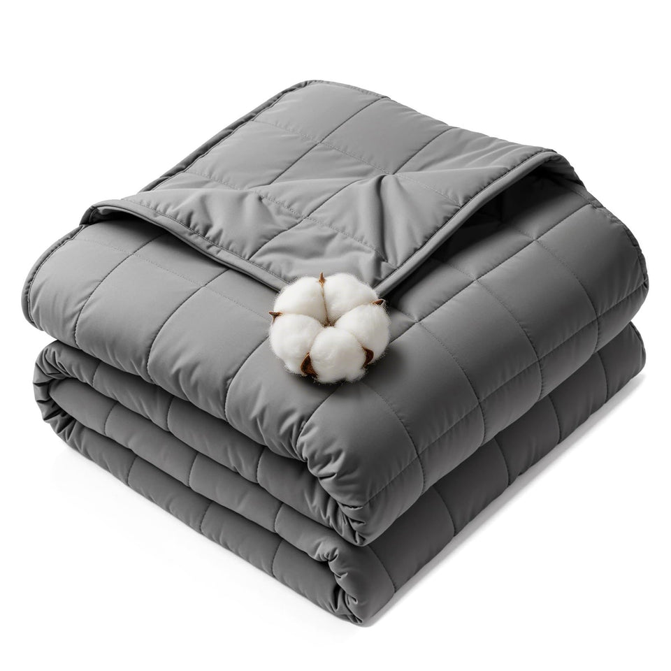 HCOIW weighted blanket close-up shows soft fabric for gentle contact.
