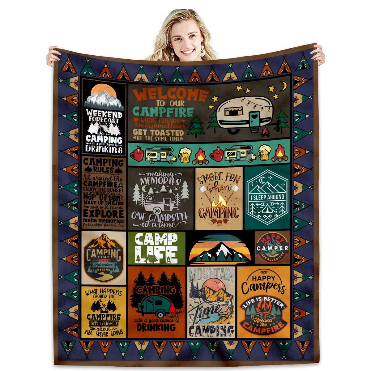 Hcoviv camping blanket 60x50 provides generous warmth for beds, sofas, or outdoor campsites.