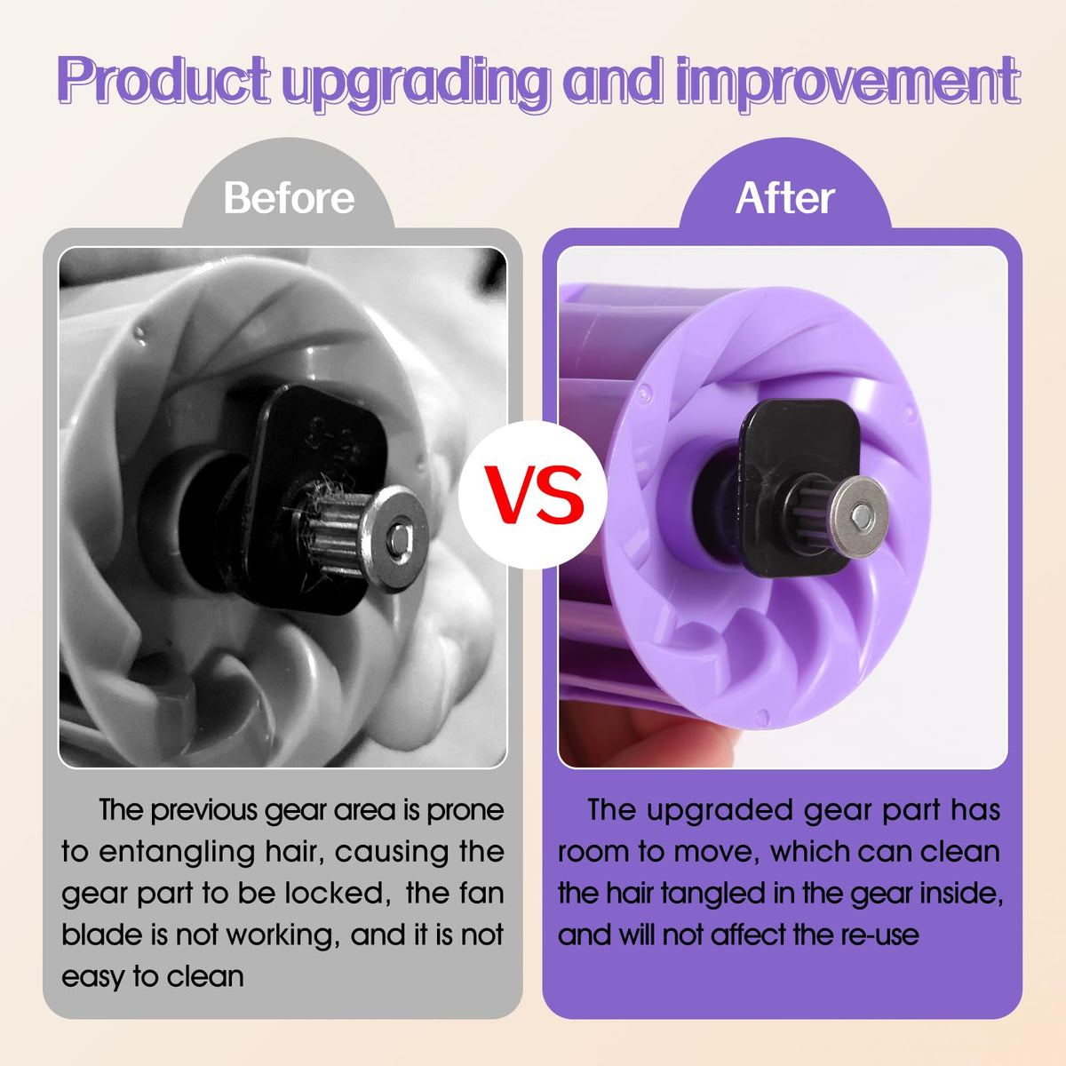 Hcxvtyx easy-clean brush attachment helps remove hair buildup after vacuuming sessions.