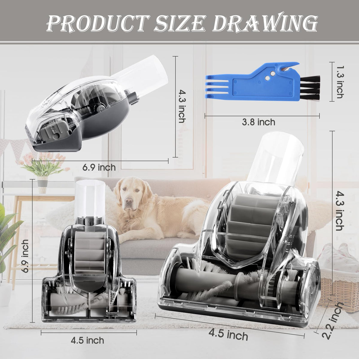 Hcxvtyx easy-install brush attachment fits Shark vacuums in seconds.