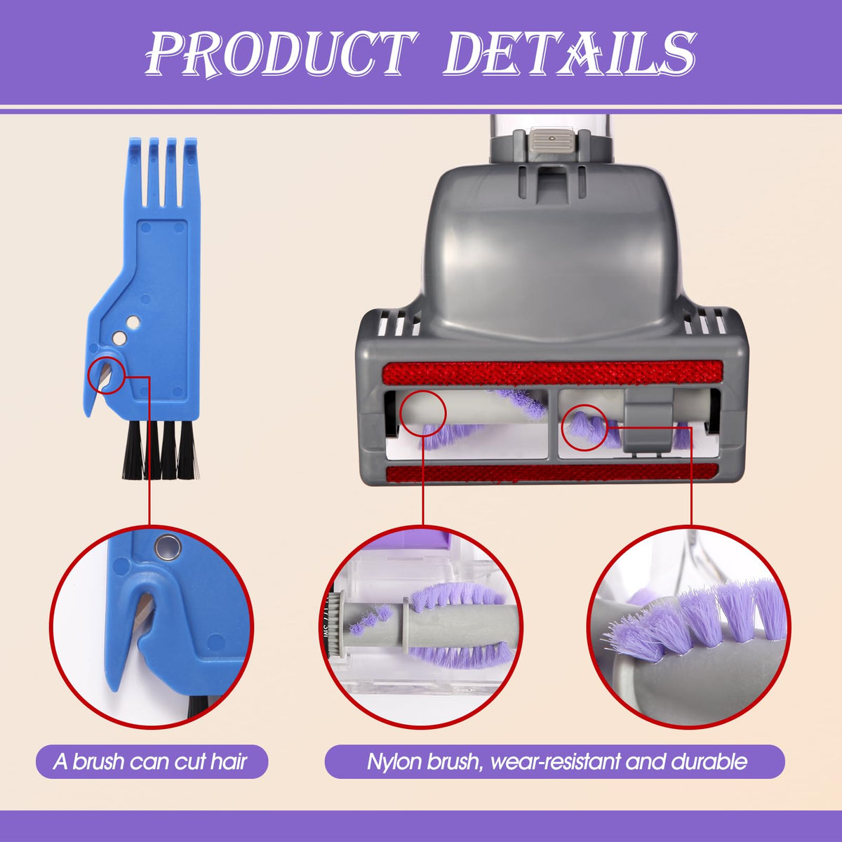 Hcxvtyx durable bristle brush for Shark Navigator improves fur pickup on carpets.