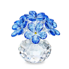 H&D HYALINE & DORA blue crystal Forget-Me-Not figurine for shelves and desks.