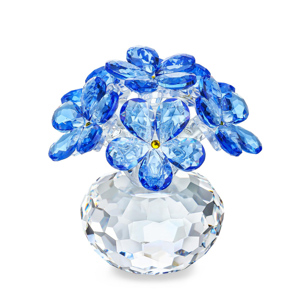 H&D HYALINE & DORA blue crystal Forget-Me-Not figurine for shelves and desks.