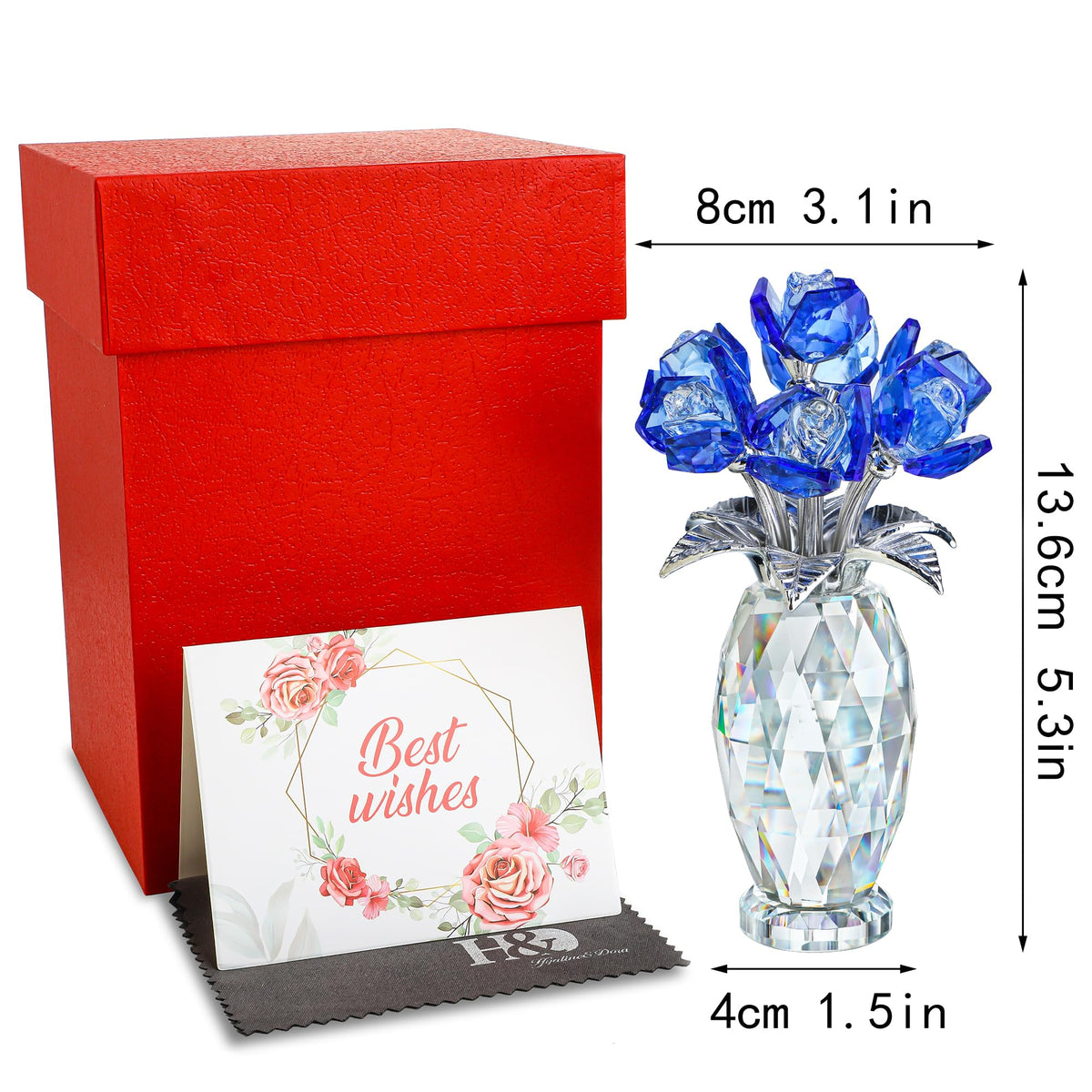 HD Hyaline & Dora blue glass flower decor for desks and shelves
