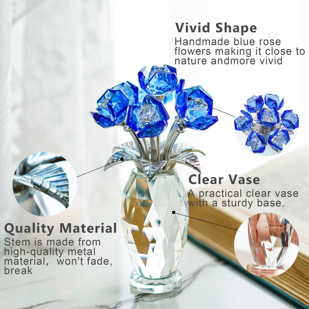 HD Hyaline & Dora blue rose centerpiece for special occasions