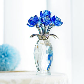 HD Hyaline & Dora crystal flower figurine close-up highlighting craftsmanship