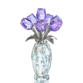 H&D HYALINE AND DORA crystal rose purple figurine angled view for elegant display.
