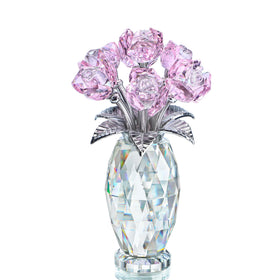 H&D Hyaline & Dora pink crystal rose figurine on a desk, adding elegant decor