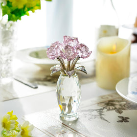 Crystal rose with metal stem from H&D Hyaline & Dora shines with light