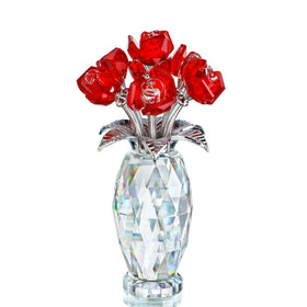 H&D Hyaline & Dora red crystal rose figurine on base for elegant decor.