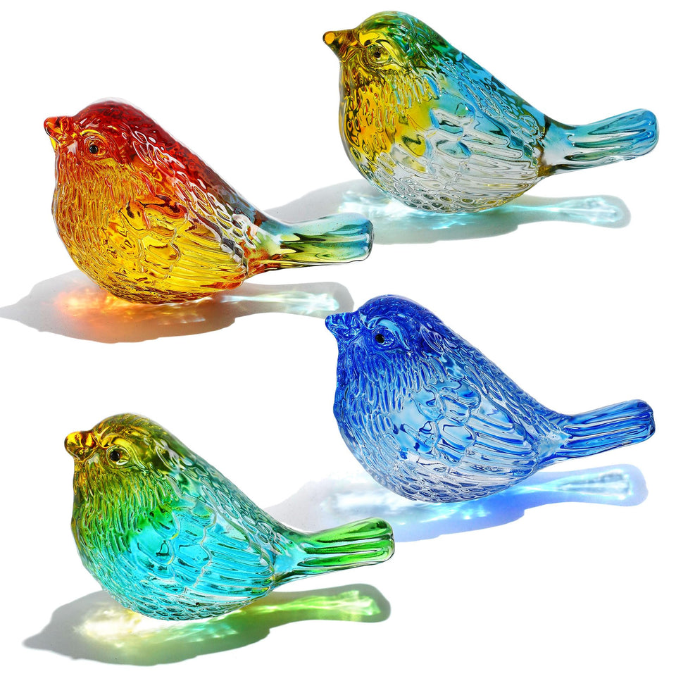 HDCRYSTALGIFTS colorful crystal birds figurines 4pc set add elegant sparkle to shelves