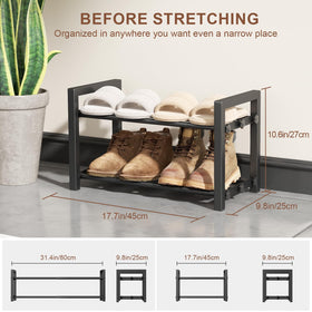 HDDTTZ 2-Tier shoe rack side view shows reinforced tubes and durable frame