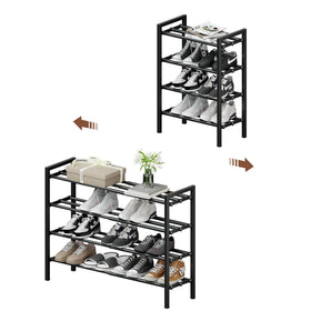HDDTTZ 4-Tier Expandable Shoe Rack front view showing compact entryway storage benefits.
