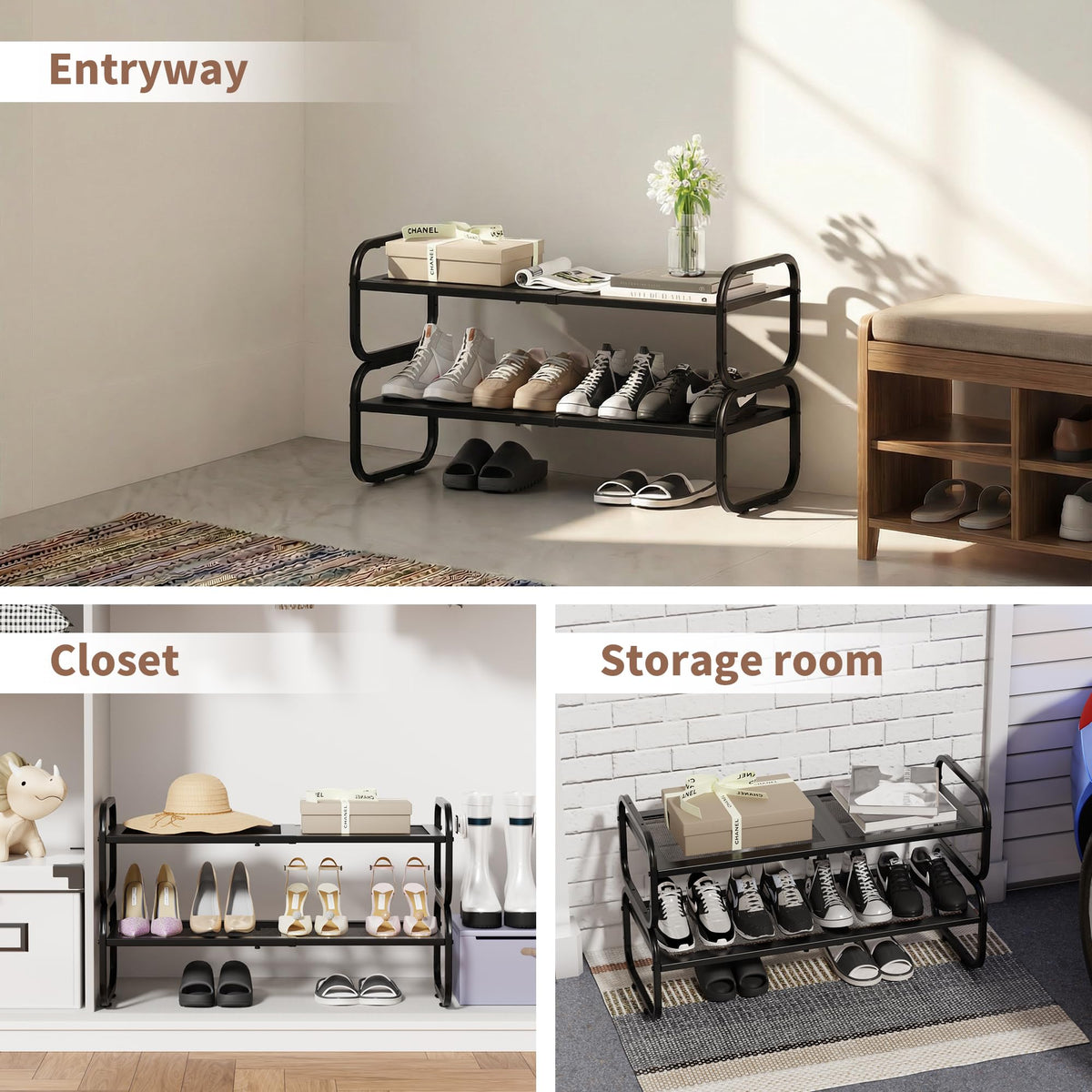 HDDTTZ garage-ready rack fits boots and sneakers neatly