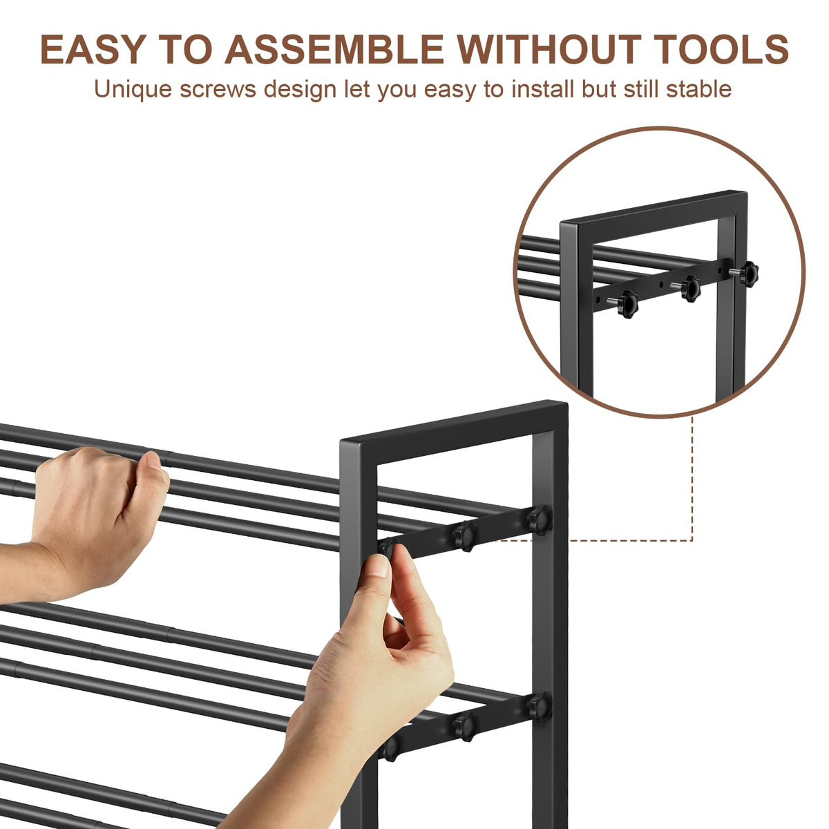 HDDTTZ heavy-duty metal construction emphasizes durability for entryways or closets