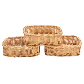 HDKJ rectangle wicker basket 3pc set on desk for sundries