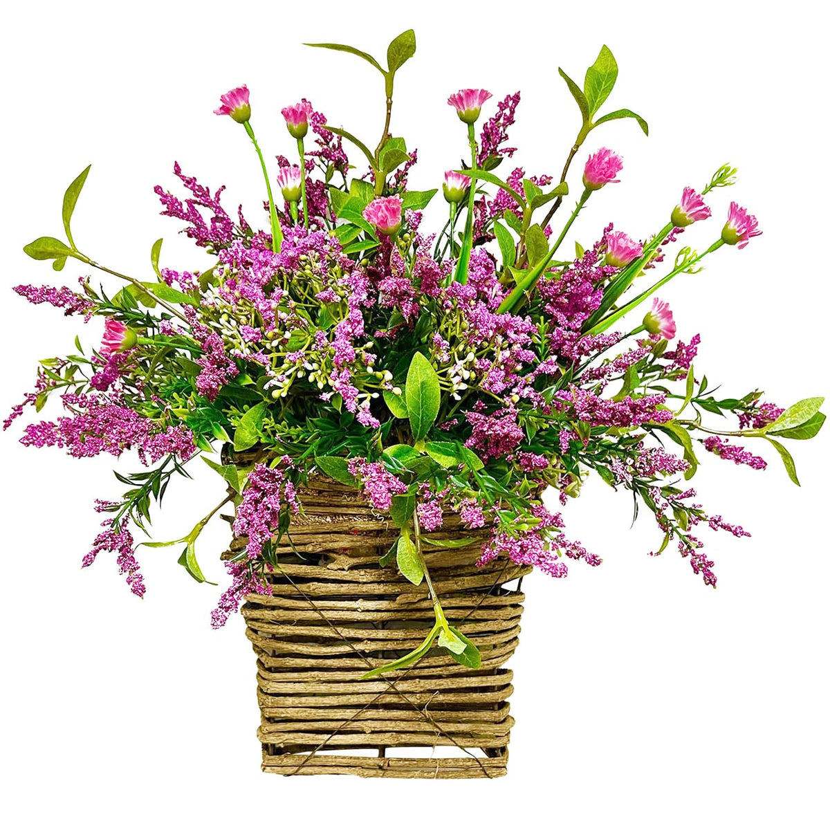 HeaHap Wildflower Door Hanging Basket, front view, adds spring charm to your entryway.