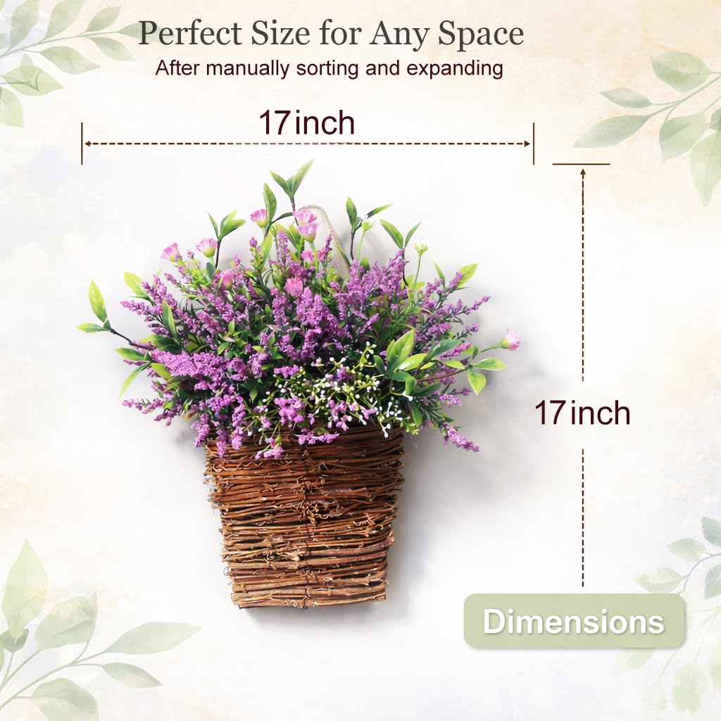 HeaHap Wildflower Door Hanging Basket on porch, easy-to-install accent for farmhouse decor.