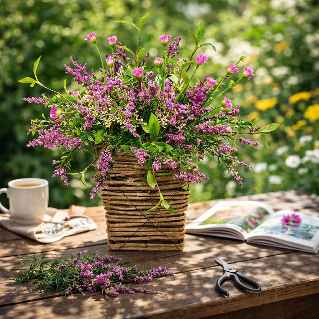 HeaHap Wildflower Door Hanging Basket year-round charm, weather-resistant artificial blooms.