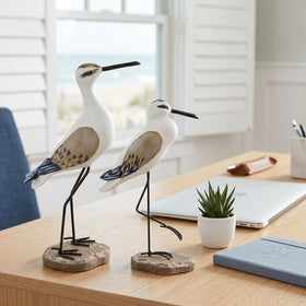 HEALLILY seagull figurine on shelf enhances space with nautical charm.