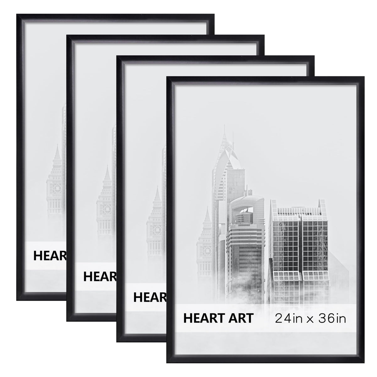 Heart Art 24x36 poster frame front view with no-mat design for bold display