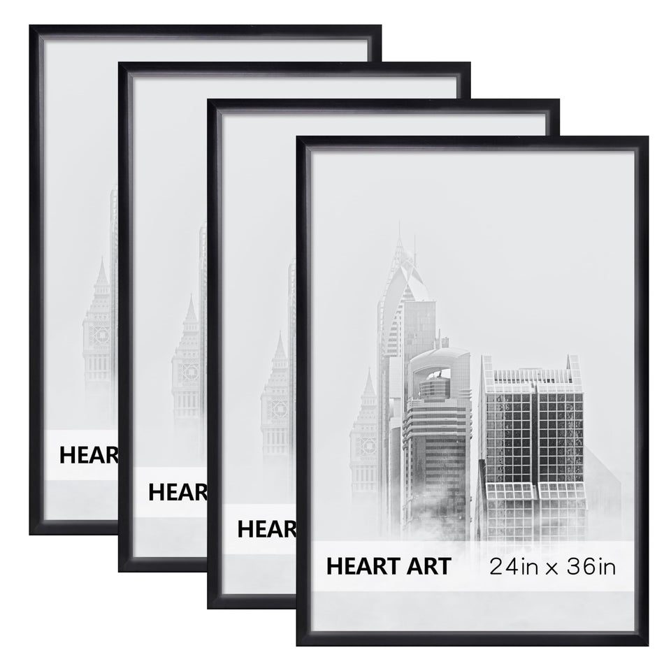 Heart Art 24x36 poster frame front view with no-mat design for bold display