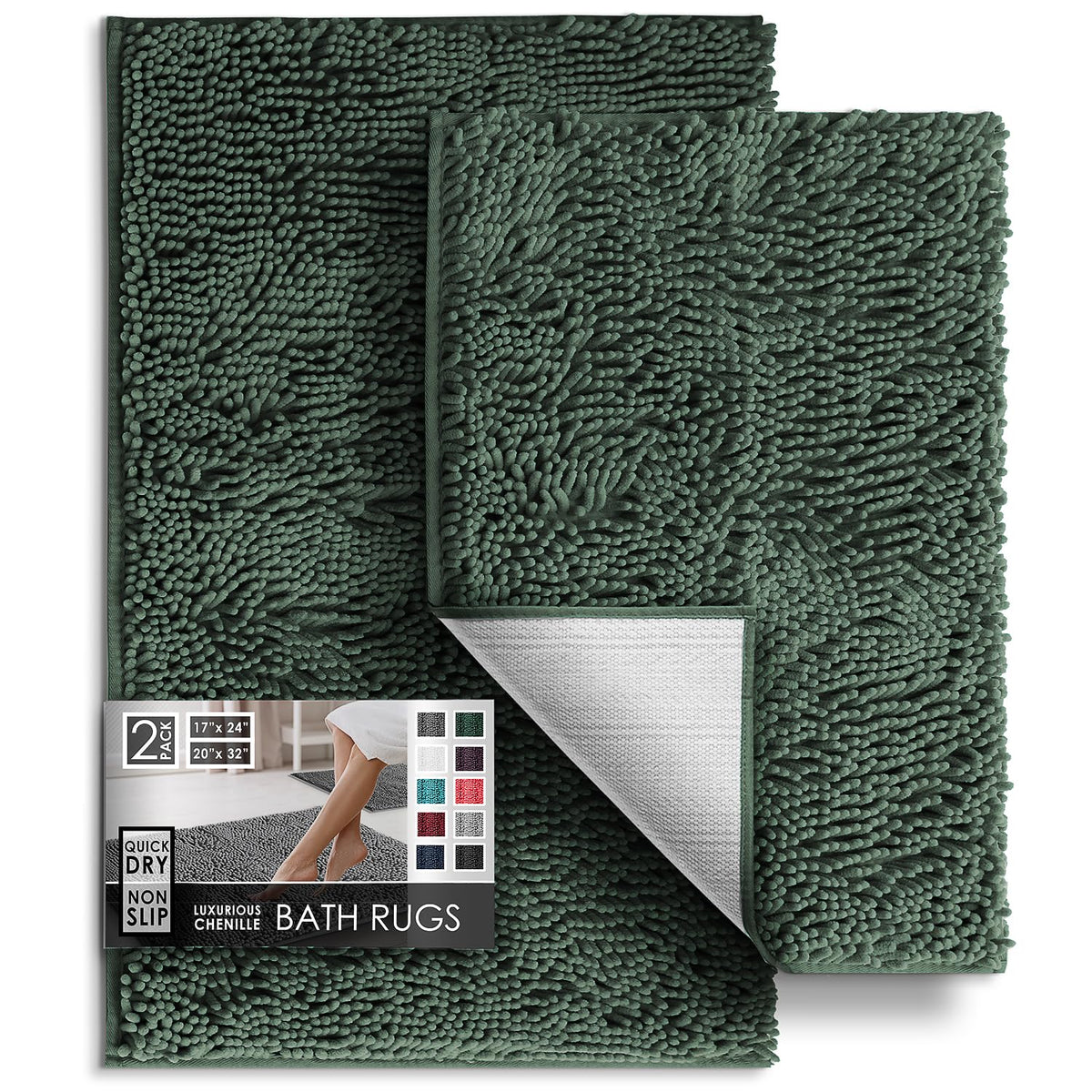 Hearth & Harbor chenille bath rug with plush surface for cozy stepping.