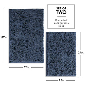 Hearth and Harbor bath rug with non-slip backing stays in place.