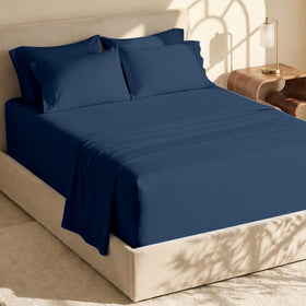 Hearth & Harbor king navy fitted sheet with extra deep pocket for tall mattresses
