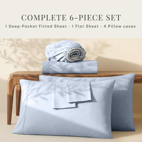Hearth & Harbor ice blue bedding packaged neatly for easy gifting