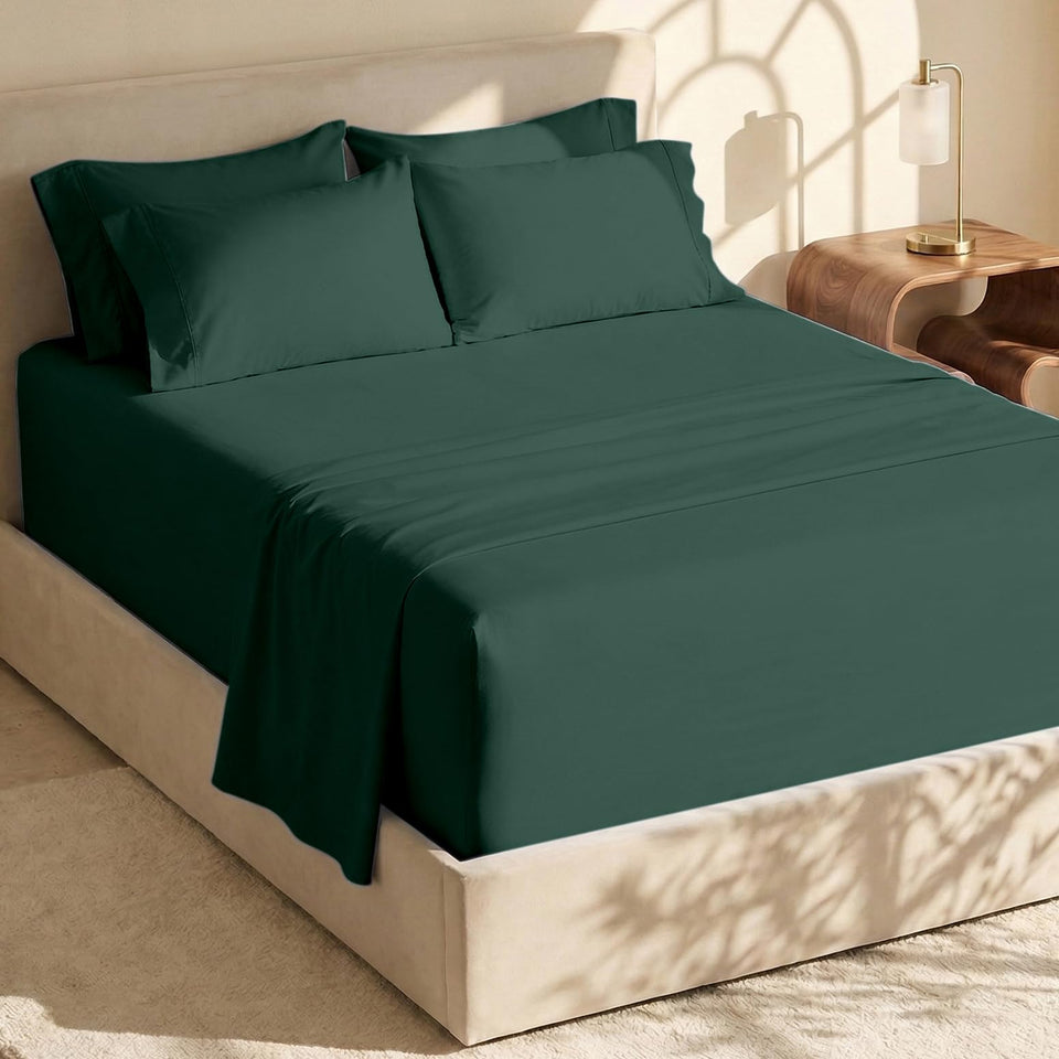 Hearth & Harbor king deep-pocket fitted sheet for tall mattresses provides a secure, wrinkle-free fit.