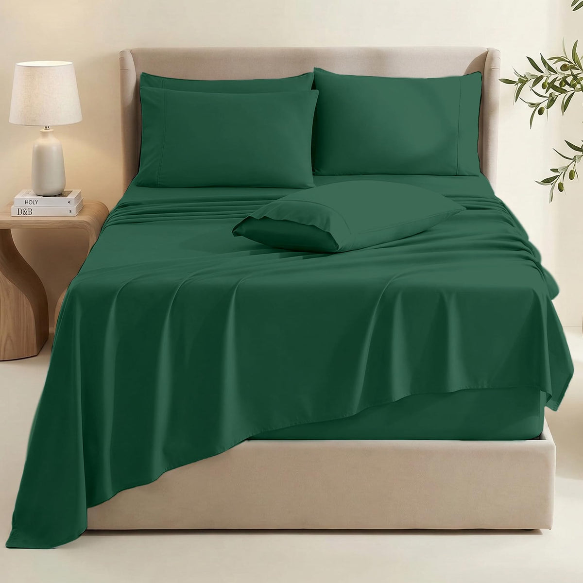Hearth and Harbor flat sheet spread to show queen size coverage