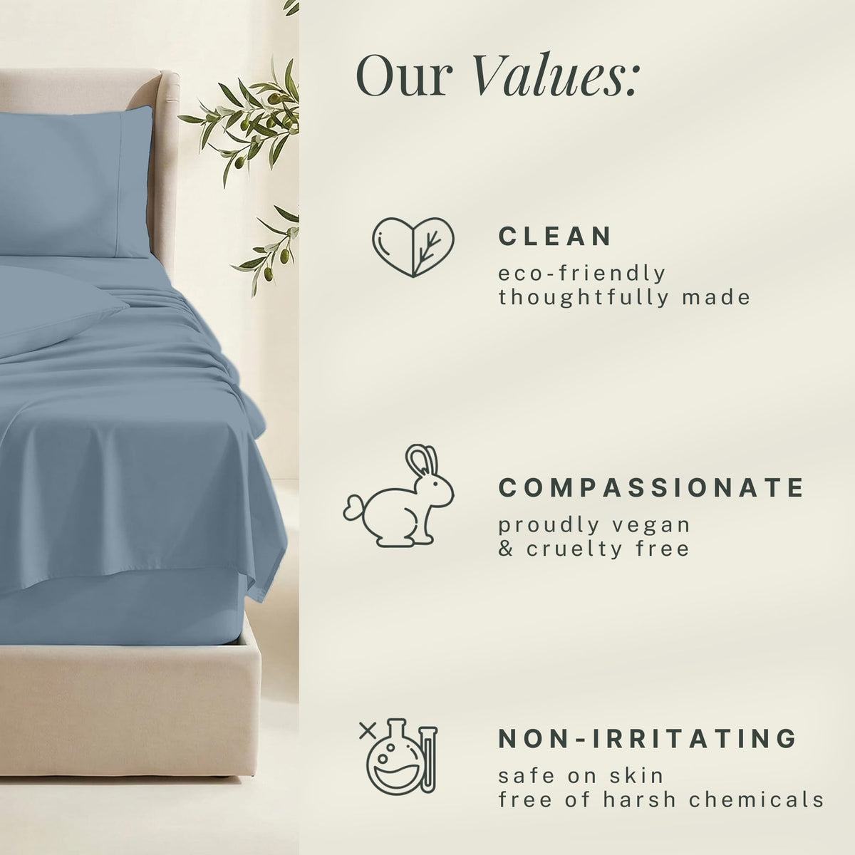 Hearth & Harbor bedroom scene shows hotel-quality bedding style