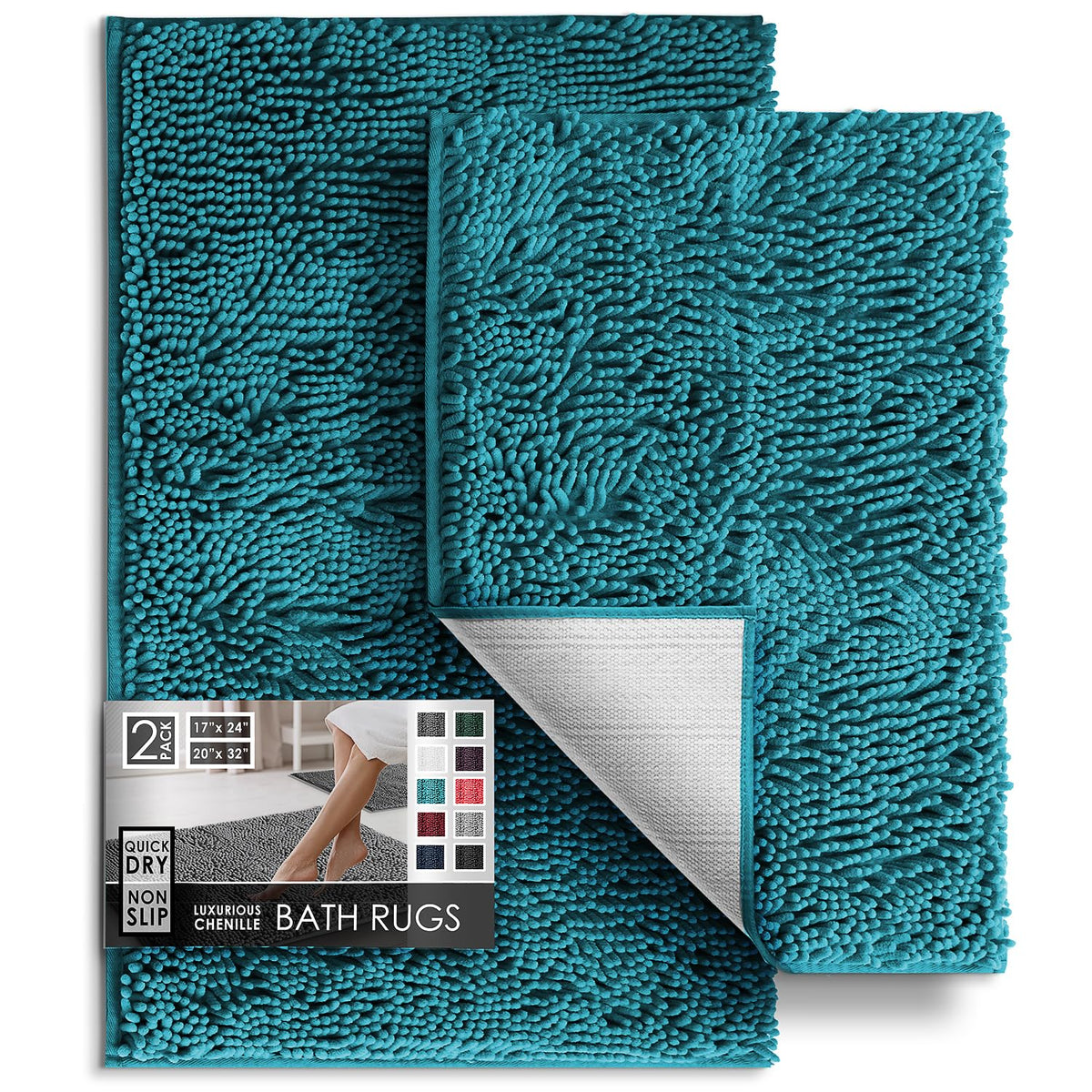 Hearth & Harbor chenille bath mat with plush texture for a cozy post-shower step