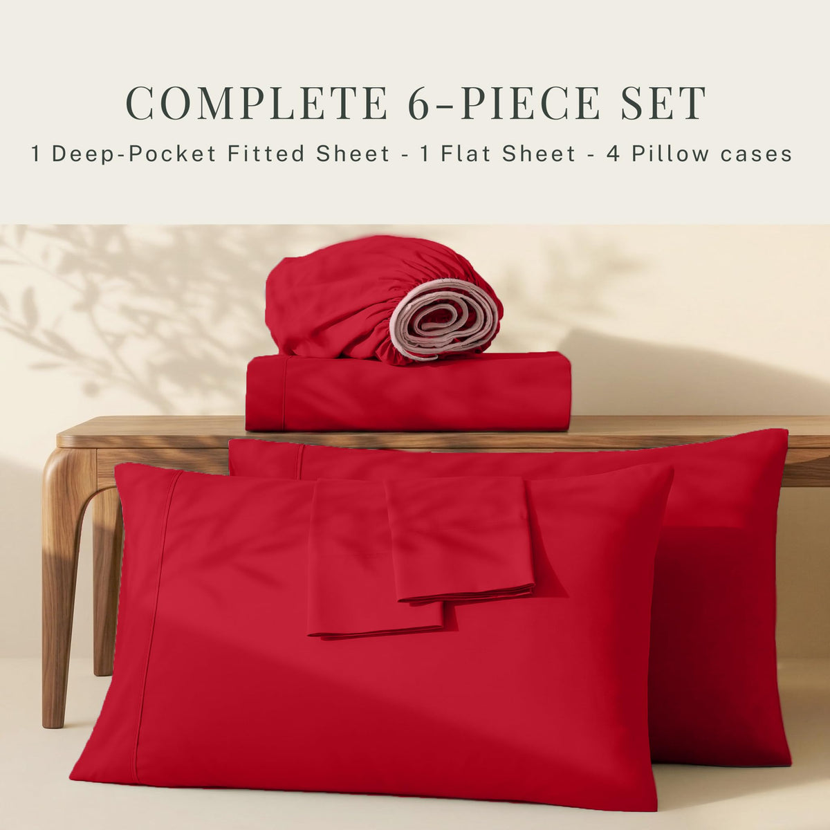 Vibrant cherry red color stays bright after washing with Hearth & Harbor sheets