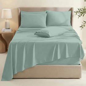Hearth & Harbor deep-pocket fitted sheet fits up to 24 inches with secure, wrinkle-free hold.